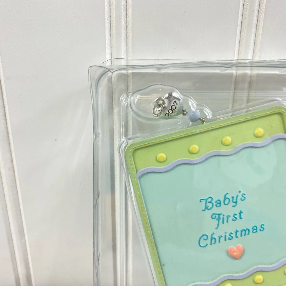 Hallmark Keepsake Baby's‎ First Christmas Jewelry Photo Frame - Blue and Yellow